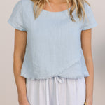 midi fringe top sky blue