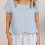 midi fringe top sky blue