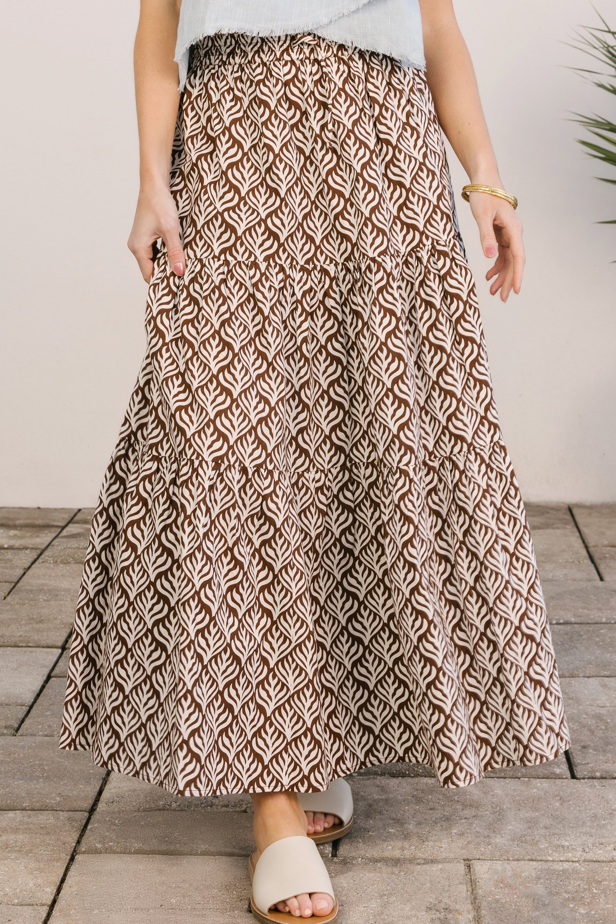 resort maxi skirt chocolate flora
