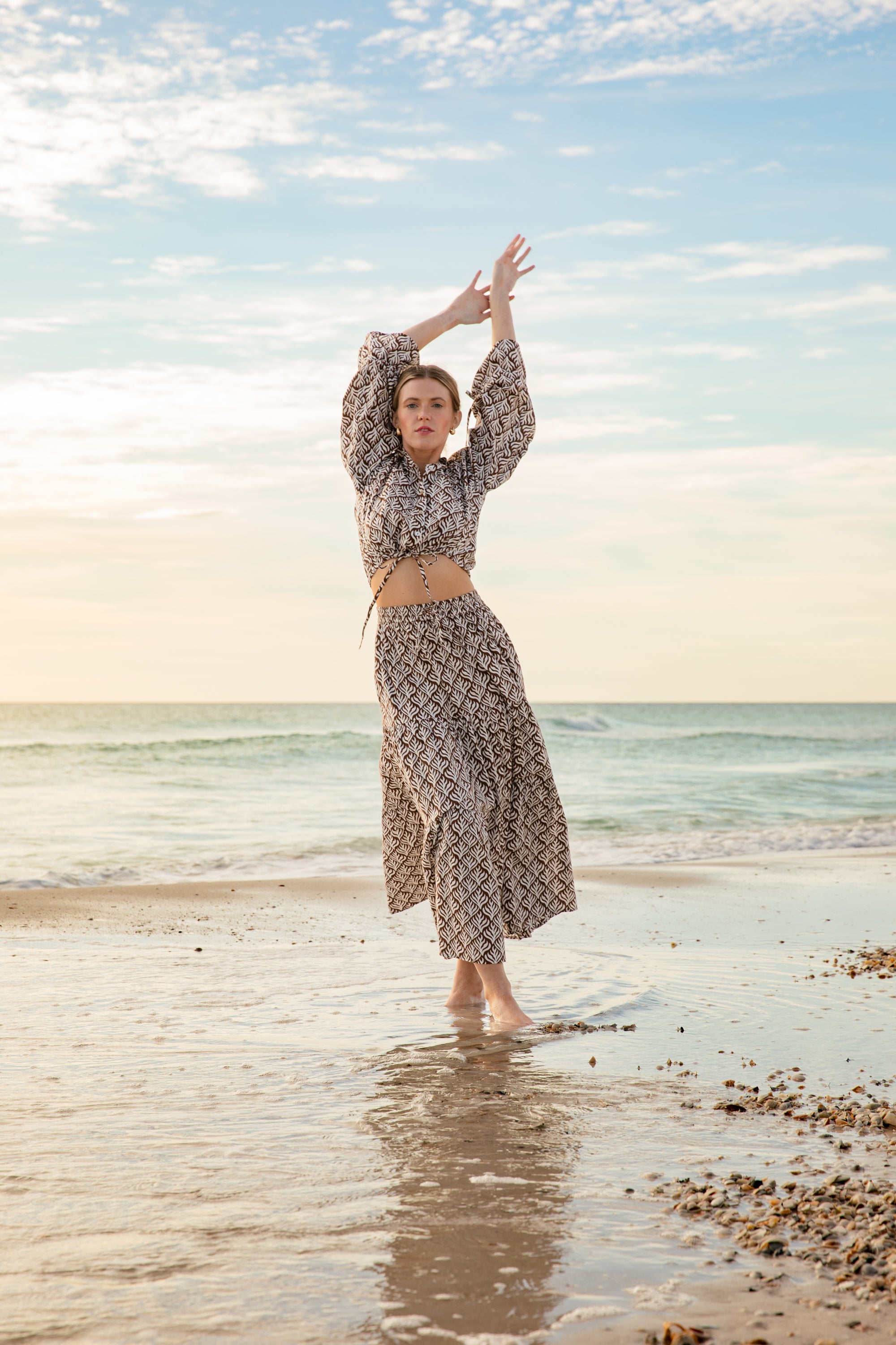 resort maxi skirt chocolate flora