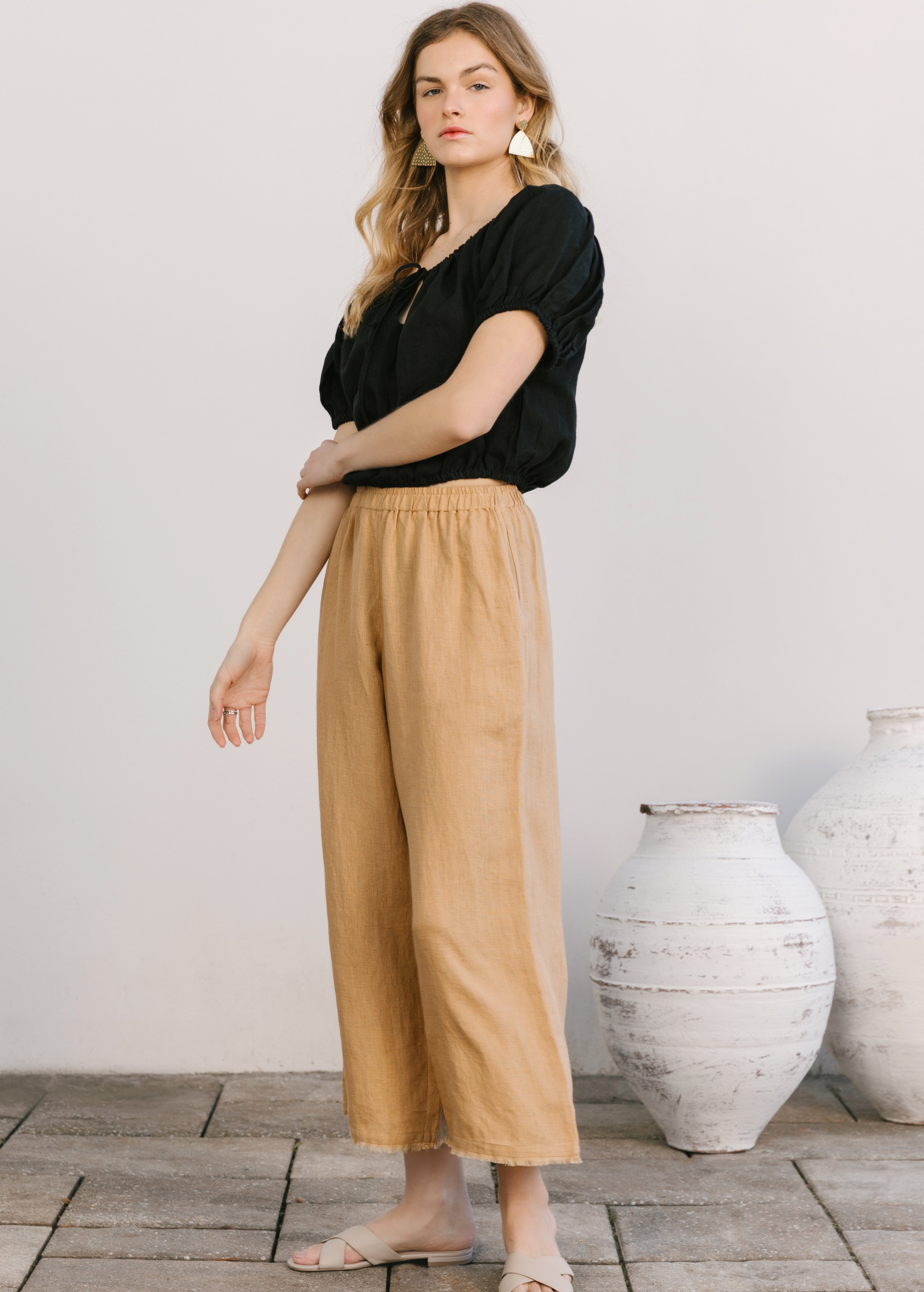 Linen Scout Top - Black