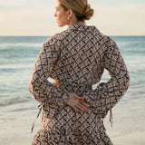 sail button up chocolate flora