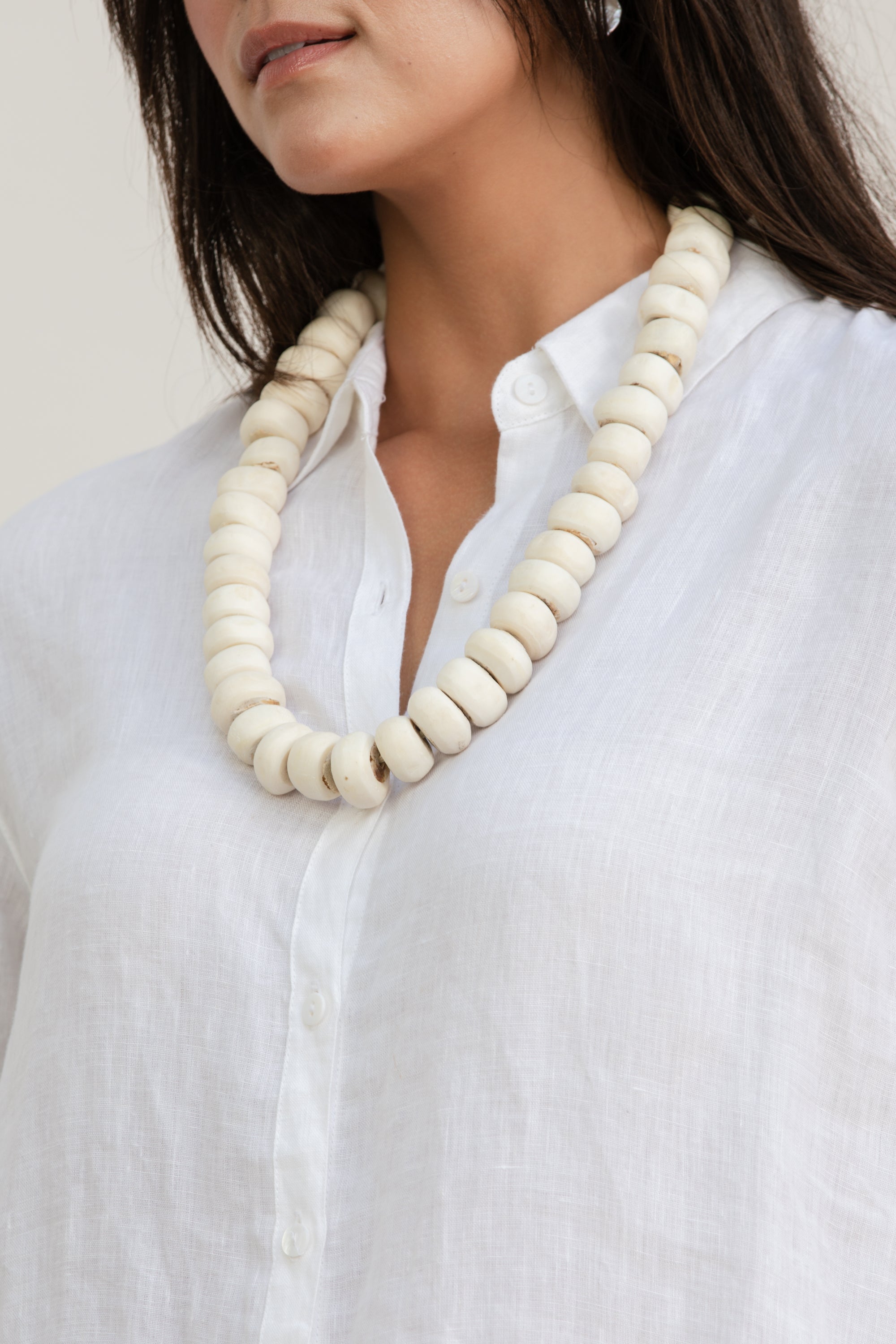 Becasa-White Bone Beads