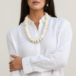 Becasa-White Bone Beads