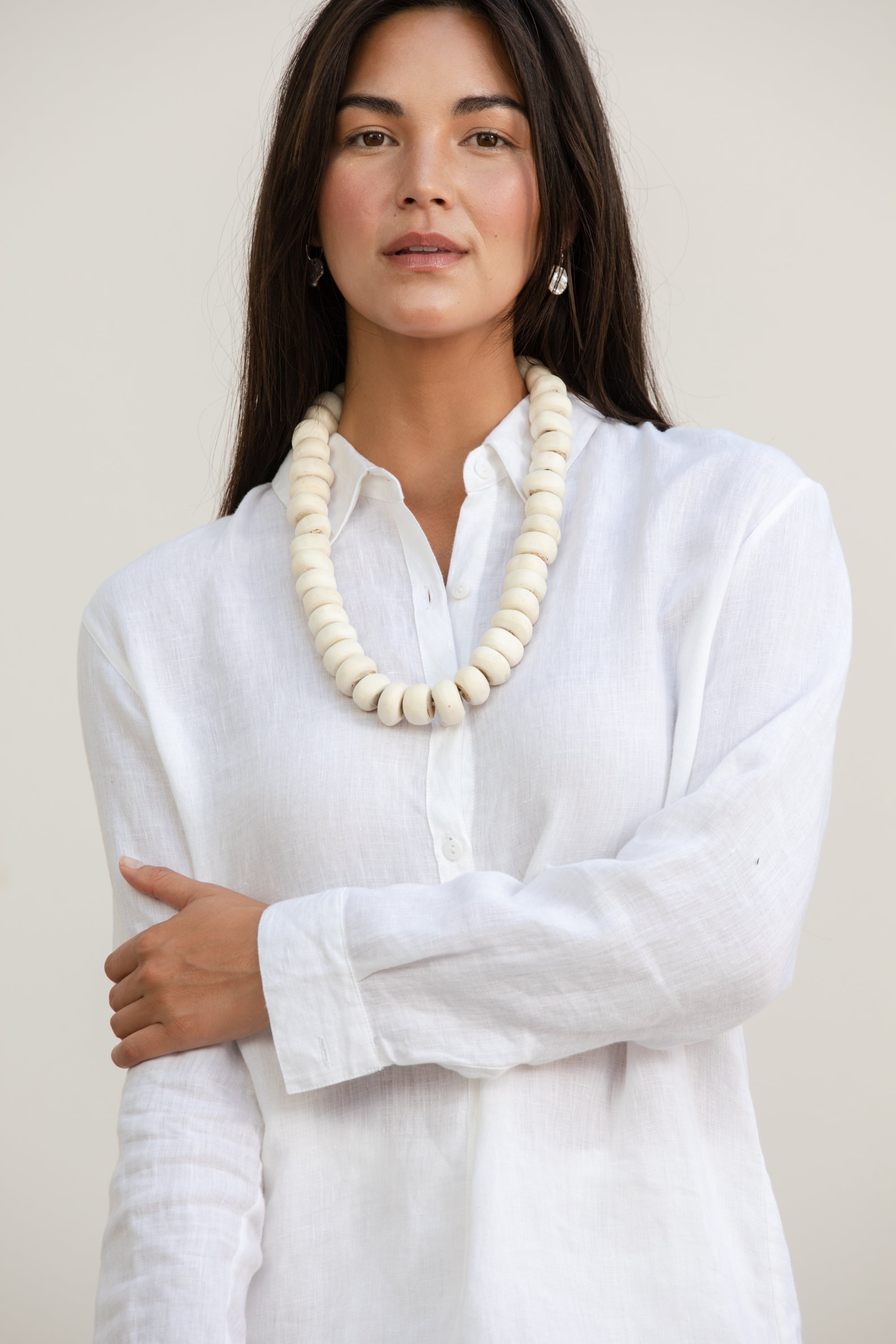 Becasa-White Bone Beads
