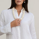 Becasa-White Bone Beads
