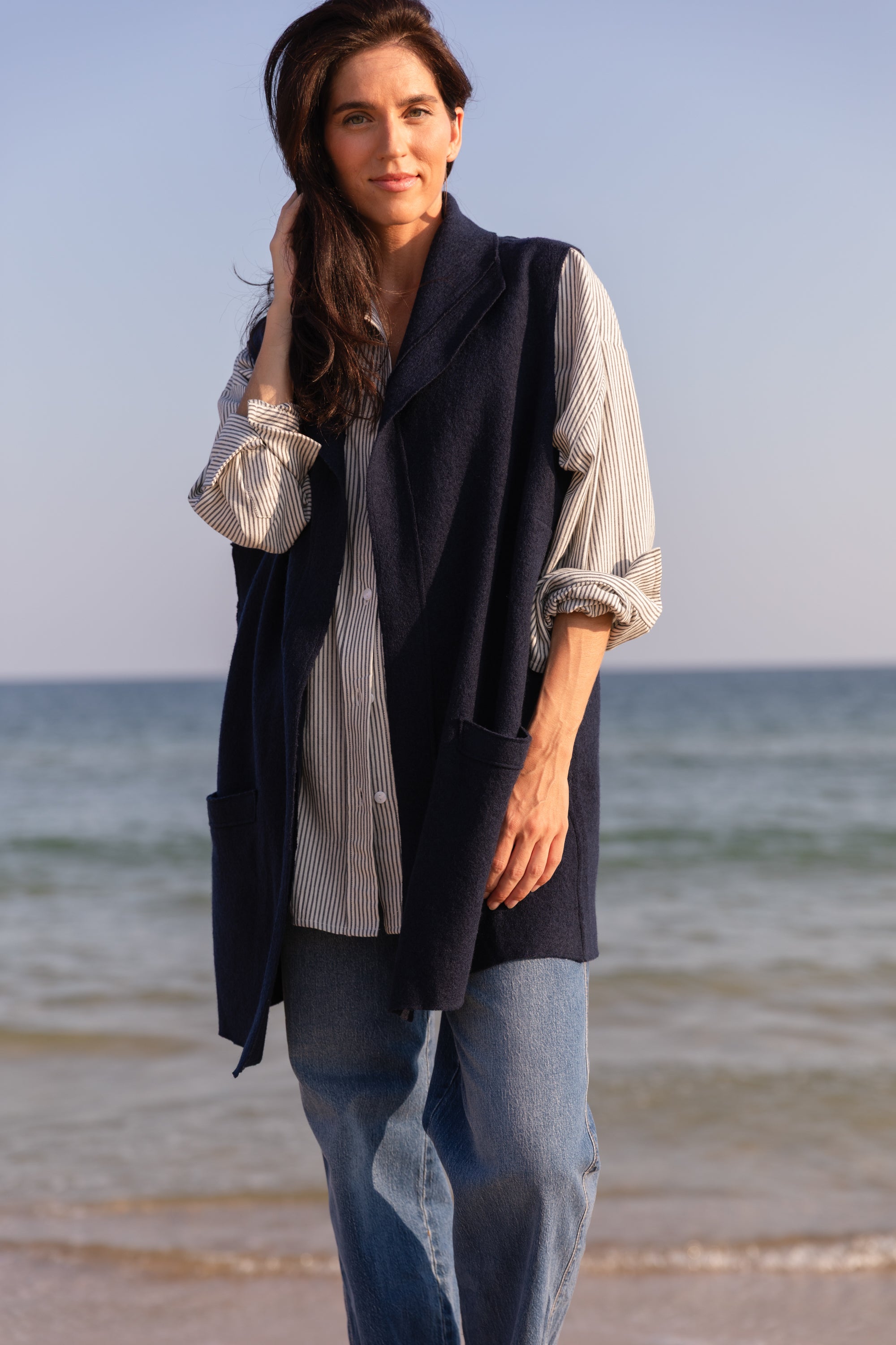 Becasa Navy Wool Vest 