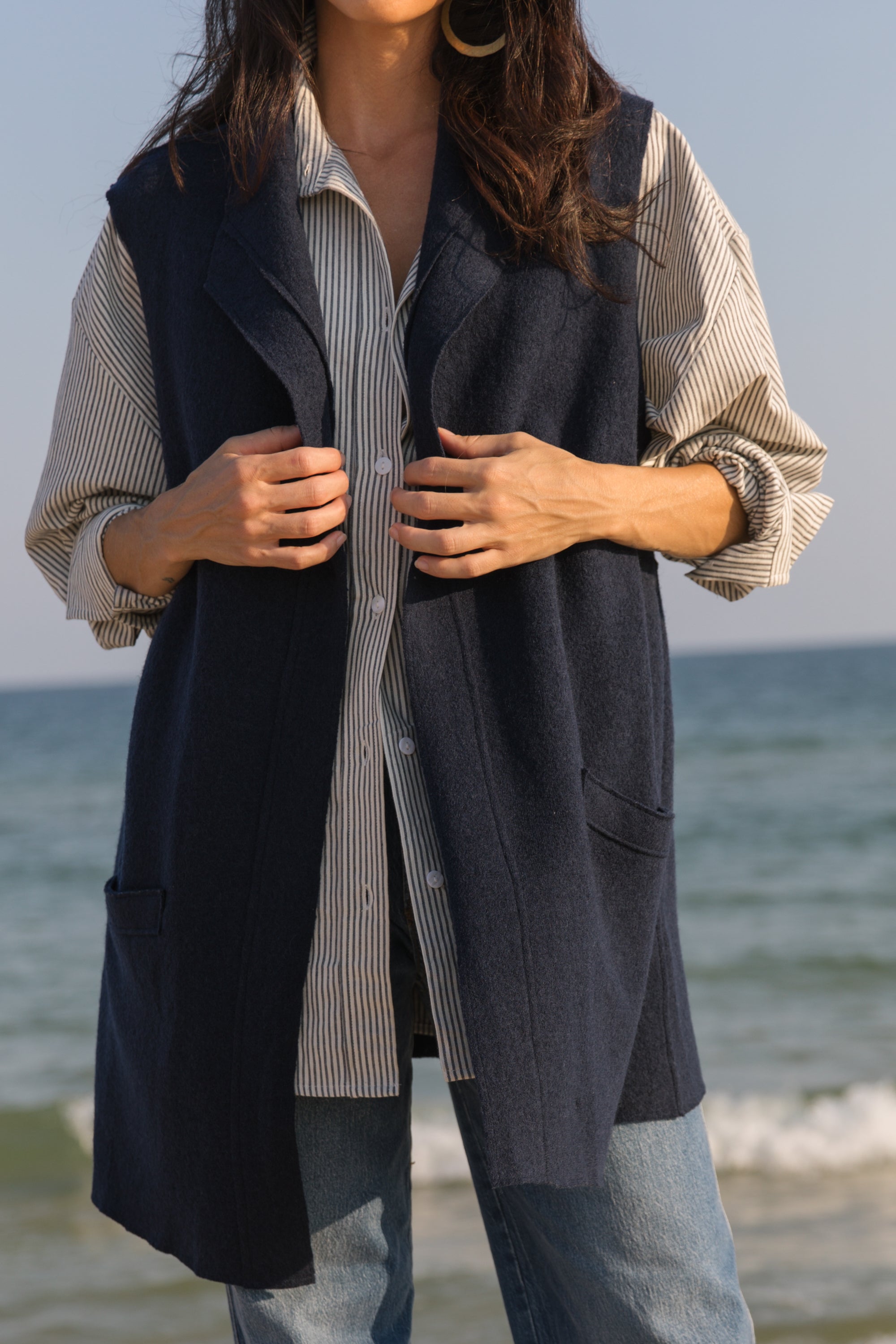 Becasa Navy Wool Vest 