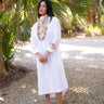 Keepsake Shirt Dress in White — European linen shirt dress with mother of pearl buttons and shirttail hem