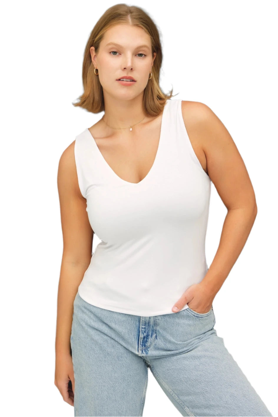 Plus Basic V-Neck Tank WH