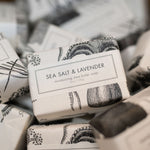 Sea Salt & Lavender soap bars  in a pile