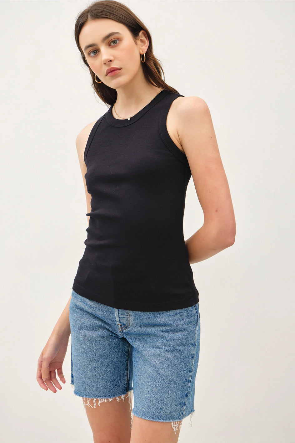 basic cotton garment dyed tank BL 