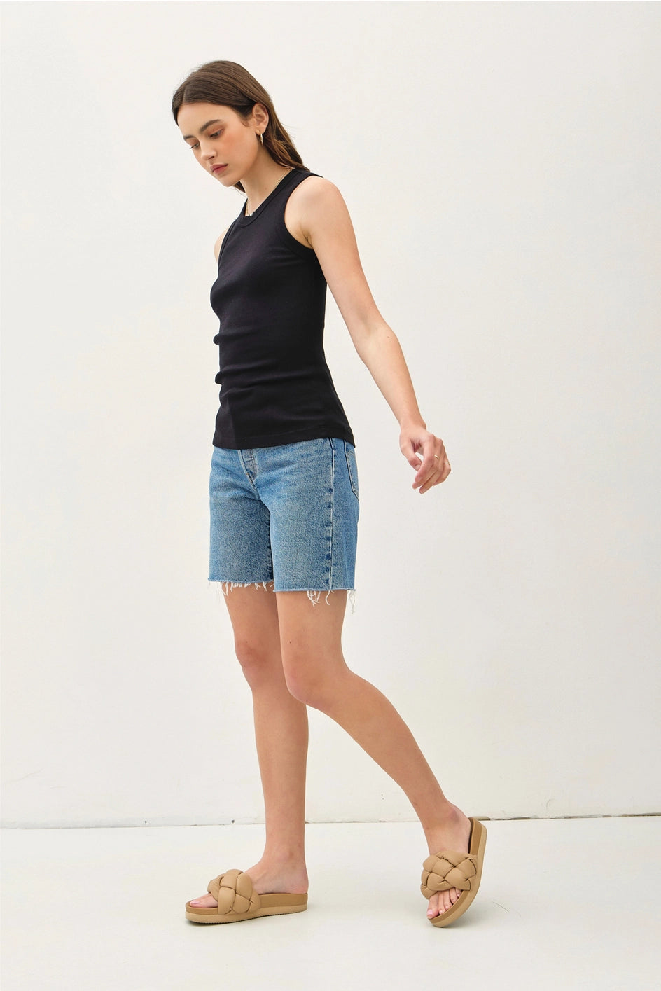 basic cotton garment dyed tank BL 