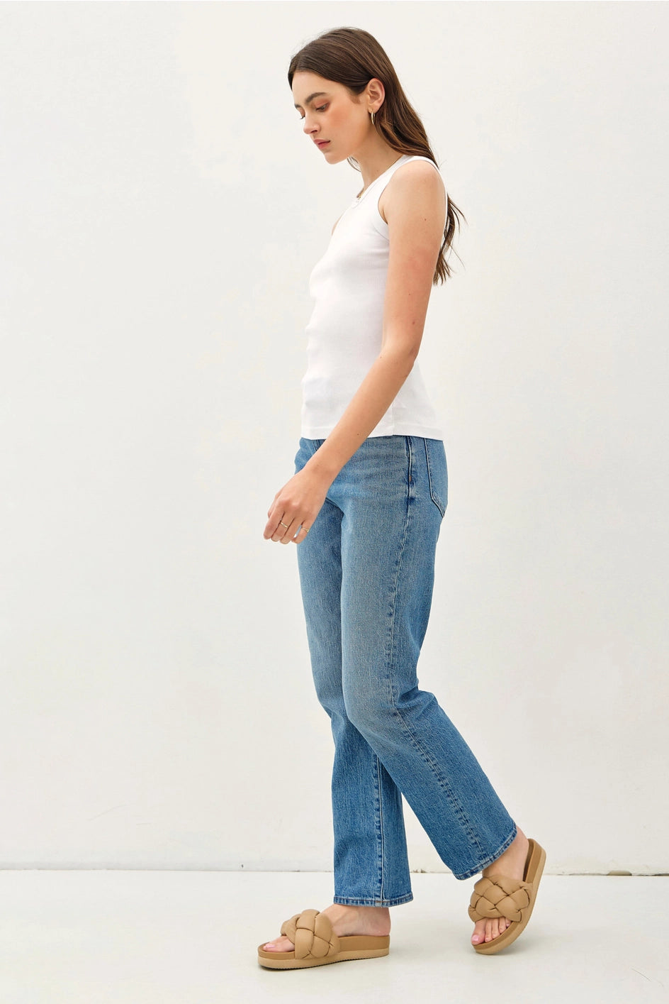basic cotton garment dyed tank Wh