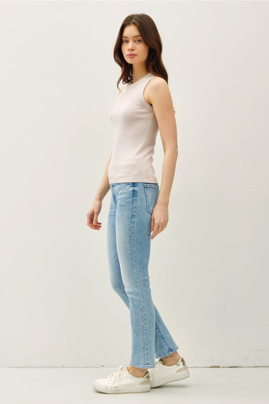 basic cotton garment dyed tank rose