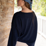 Raw Edge Pullover - True Navy