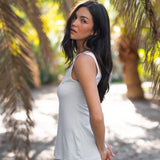 Rolled Hem Cotton Tank -  Powder Blue