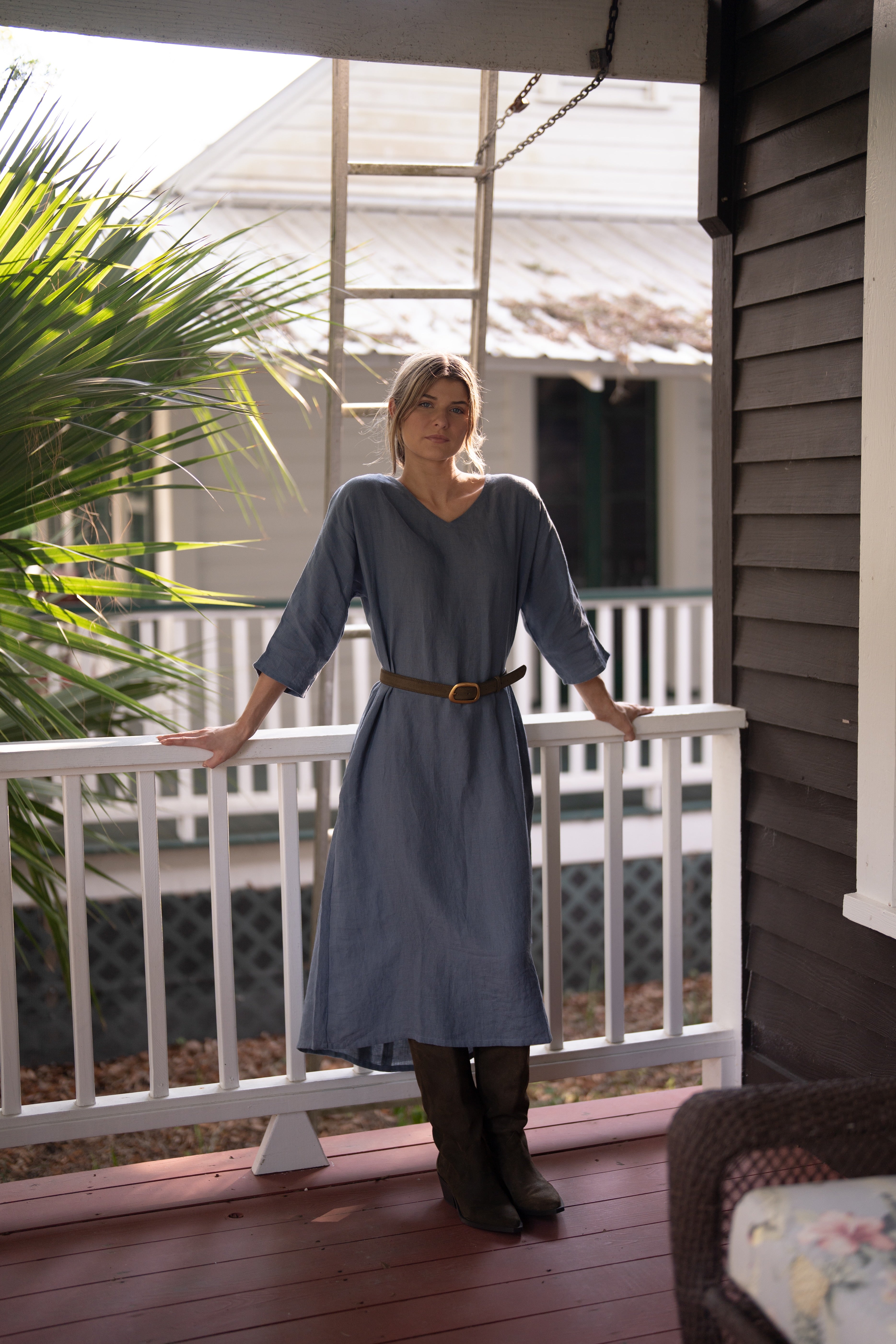 Weekend Linen Maxi Dress - Easy Blue