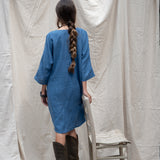 Weekend Linen Mini Dress - Harbor Blue
