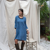Weekend Linen Mini Dress - Harbor Blue