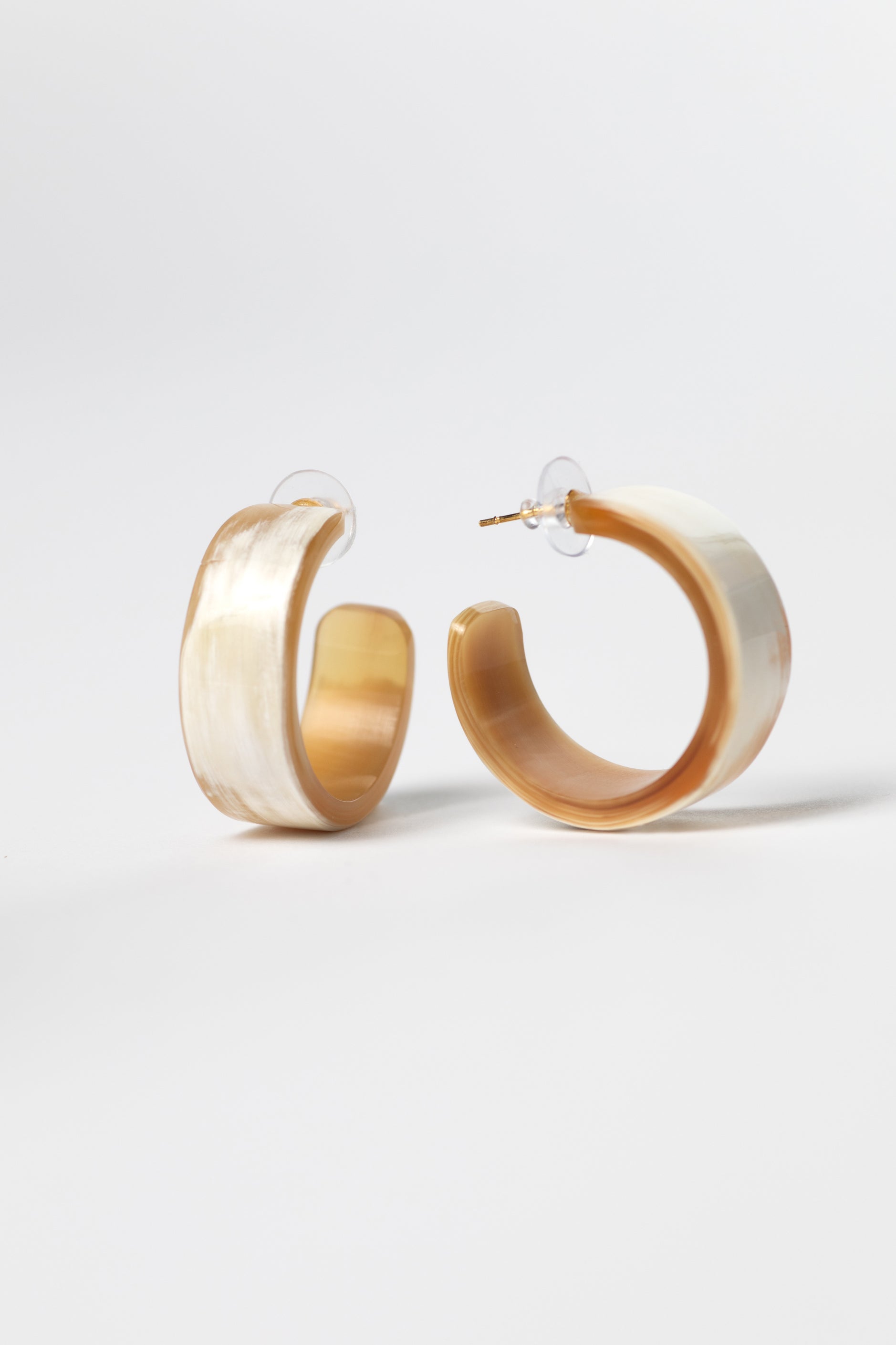 Wide Horn Hoop Earrings