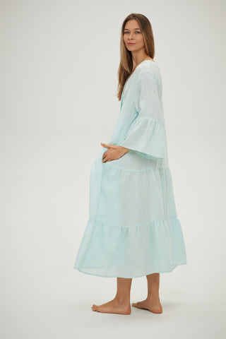 Grand Palm Maxi Dress - Icy Turquoise