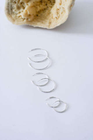 Hammered Sterling Silver Hoop - Small
